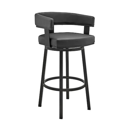 Armen Living Cohen 26" Counter Height Swivel Bar Stool in Black Finish and Black Faux Leather 721535761920
